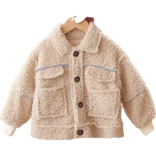 Fashion Baby Girl Boy Winter Jacket Thick Lamb Wool Infant Toddler Child Warm Sheep Like Coat Baby Outwear Cotton 1-5Y