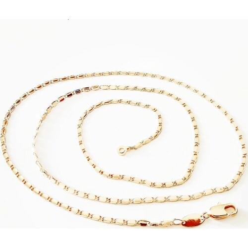 New Fashion Necklace 585 Rose Gold Color Jewelry Classic Women Copper Long 2mm Slim Gold Necklace Factory Direct