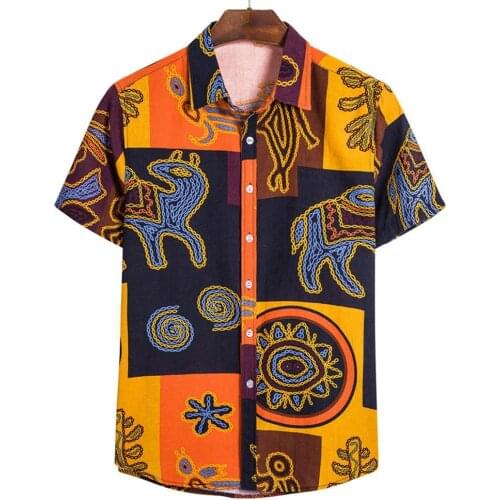 Summer Pure Cotton Mens Hawaiian Shirt Printed Short Sleeve Big Us Size Hawaii Flower Beach Floral Patterns