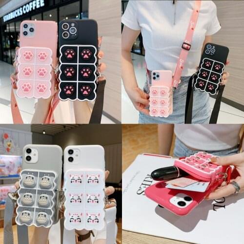 Cartoon CatPaw Coin Wallet Bags For Huawei Nova 8 Pro 7i 6 SE 5T 5Z 5i 4e 4 3e 3i 2+ 2 Lite 2i Cute Soft Decompression Cover