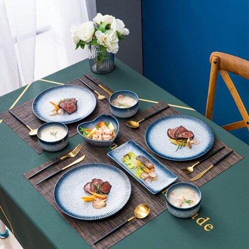 Personality Household Plate Sets Creativity Japanese Cutlery Plate Sets Ceramic Western Food Borden Servies Tableware DK50PS