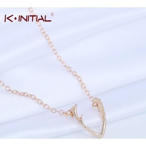 Kinitial Fashion Charm Deer Horn Antler Necklaces Animal Antler Pendant Necklace Jewelry for Women Girl Teen Christmas Gift