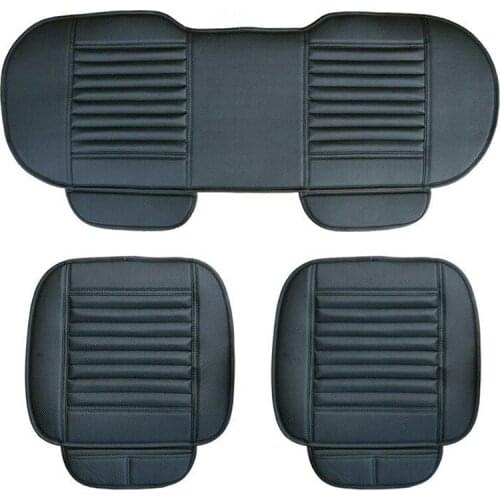 LMoDri Universal Car Seat Cover Automobile Seat Cushion Pad Wearable Resistant Leather Front Rear Seats Bamboo Carbon 3 Pieces