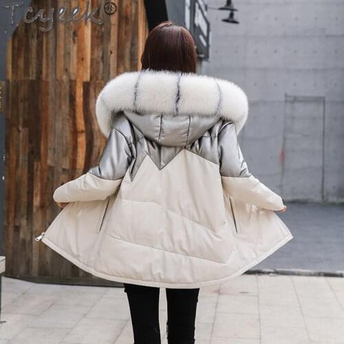 Genuine 200% Leather Down Jacket Women Winter Jackets Natural Fox Fur Hooded Sheepskin Duck Down Coat Female Coats 2