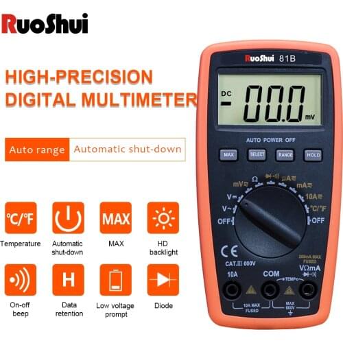 RuoShui 81B mini Digital Multimeter Auto Range Design comfortable measure Resistance Current Voltage Temperature pocket Ammeter