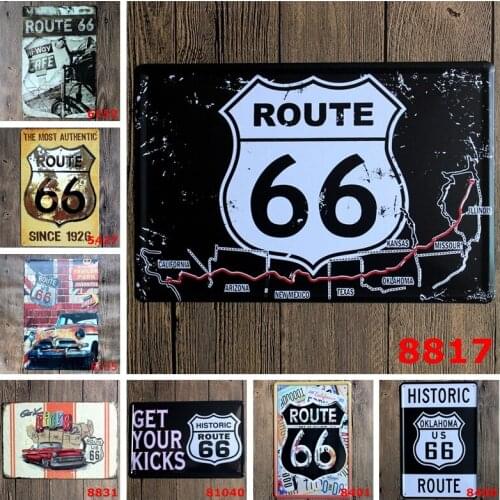 The Most Authentic Route 66 Since 1926 Metal Tin Signs Retro Motorcycles Car Garage Signage Home Decor YN028