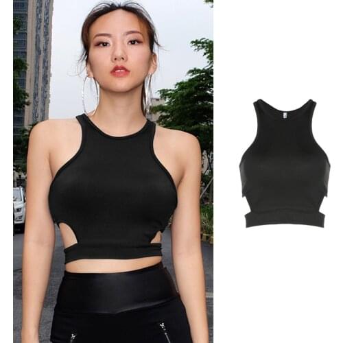 Sexy Hollow Out Black Sports Vest Women Sleeveless Slim Solid Color Fitness Gym Running Yoga Workout Casual Crop Tops Activewear