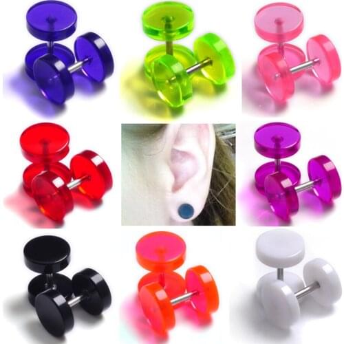 Chic 2pcs Faux Gauge Earrings Fake Ear Plug Neon Acrylic 8mm Cheater Flesh Tunnel Gauges Tapers Stretcher Body Piercing