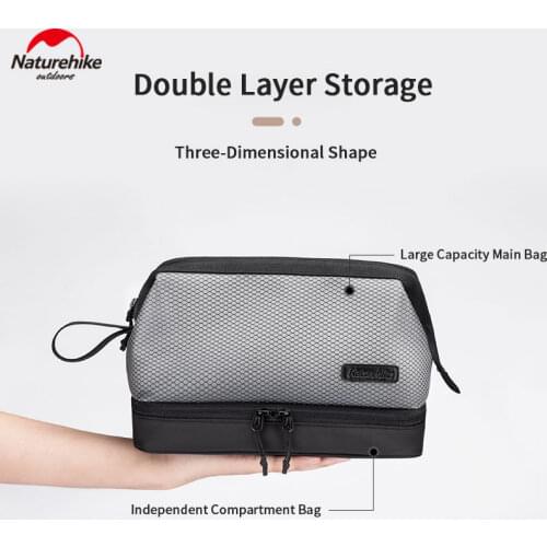 Naturehike 4L Waterproof Cosmetic Bag Outdoor TUP Dry Wet Separation Wash Bag Storage Bag Portable Business Travel Toiletry Bag