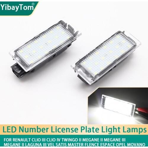 Canbus Rear License Plate Tag Lights LED White For Renault Clio Twingo Megane Laguna Vel Satis Master Flence Espace Opel Movano