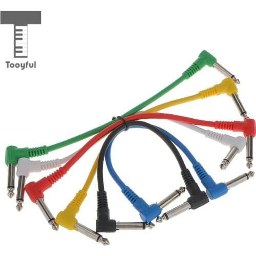 Tooyful 6Pc Guitar Audio Cable Connector Effect Pedal Patch Cable Right Angle Multicolor Audio Plug Musical Tool for Bass Guitar