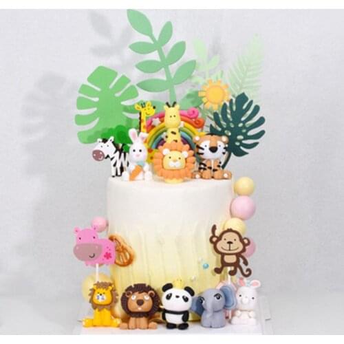 Animal Cake Topper Birthday Cake Decor Animal Party Safari Jungle Wild One Birthday 1st Baby Shower Zoo Party Dessert Decorating