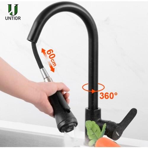 UNTIOR 4 Modes Pull Out Faucet Extender 360 Rotatable Sink Mixer Tap Single Lever Water Mixer Bathroom Kitchen Accessories