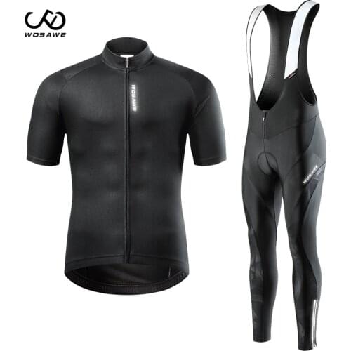 WOSAWE Summer Breathable Cycling Mens Bike Cycling Jerseys Set Tights MTB Bike Downhill Racing Road Bicycle Jersey Bib Shorts