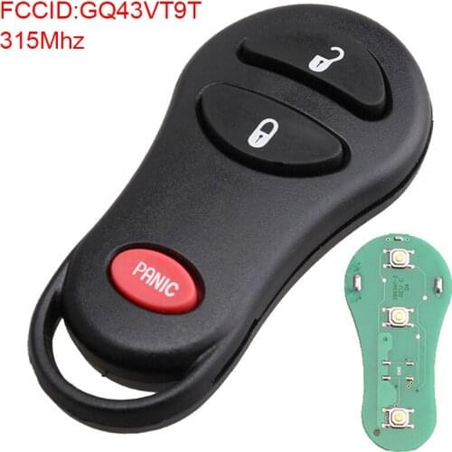 315Mhz 3 Buttons Replacement Smart Remote Car Key Fob GQ43VT9T fit for 2000 1999 2001 2002 2003 2004 Jeep Grand Cherokee