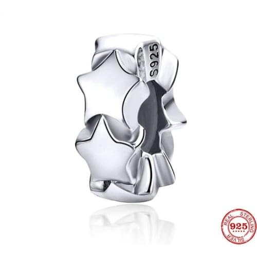 New 925 Sterling Silver Star Beads Charms Pendant Fit Original Pandora Bracelets Women Party Fashion DIY Jewelry Gift