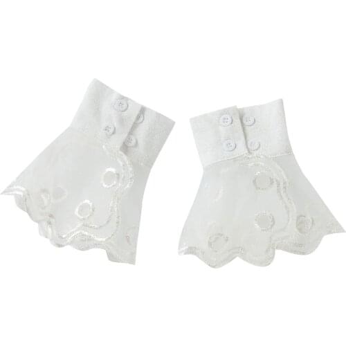 Women Lace Detachable Sleeve Fake Cuffs Pleated Flare Sleeve False Cuffs Female Ruffles Wristband Decorative Accessory