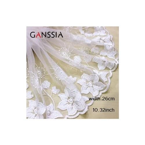 1Yard Width: 26cm,Beautiful embroidered mesh lace dress shoelace decoration DIY sewing accessories (SS-1029)