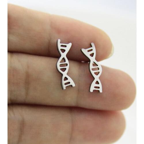 Everfast 1Pair Cute DNA Studs Earring Stainless Steel Earrings Women Science Tiny Ear Jewelry Accessories 4 Colors