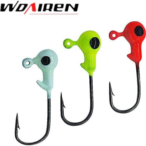 10pcs/lot High quality carbon steel jig head lead head hook soft lure barbed fishing hook carp Fishing Fishing tackle Accessorie