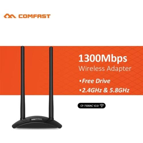 1300Mbps Dual-Band wireless network card USB 3.0/2.0 Wifi Adapter Free drive Network Repeater 2.4G&5.8G WIFI Receiver For PC