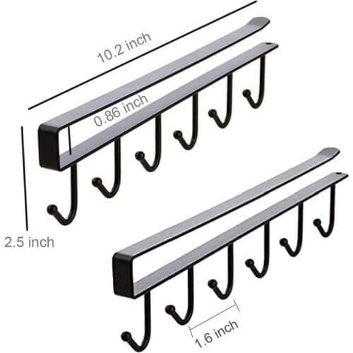 2pcs Mug Hooks Cups Wine Glasses Storage Hooks Kitchen Utensil Ties Belts and Scarf Hanging Hook Rack Holder Under Cabinet