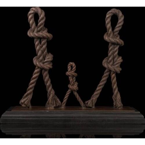 51CM Western Art Deco Pure Bronze Women Man Children Rope Made of hemp Sculpture