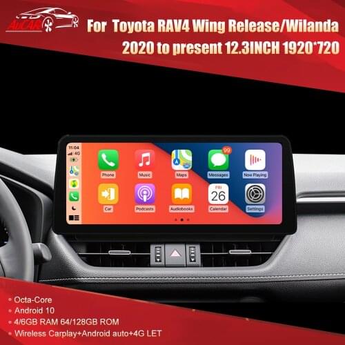 Aucar Android 12.3 head unit for Toyota RAV4 2020-2021 radio car gps navigation multimedia Radio WIFI 4G LET Stereo IPS