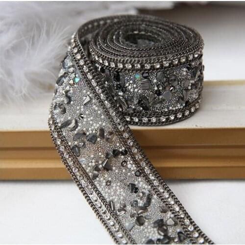 Free Shipping Fake Pearl Beaded Lace Trim Vintage Mesh Fabric Paillette Lace Beaded Pearl Trim Braid Lace Applique RS922