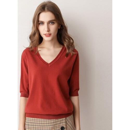 Womens Summer Blouse 2020 Plus Size Women Knitted Blouses Short Sleeve Ladies Tops V Neck Women White Blouse Summer Knitted Top