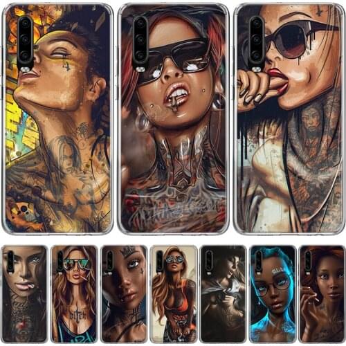 Sexy Sleeve Tattoo Girl Phone Case for Huawei P40 P30 P20 Mate 30 20 10 Pro P10 Lite P Smart Z + 2019 Gift Coque Cover Capa