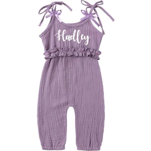 Custom Name Kids Girls Clothing Romper Summer Baby Girls Sleeveless Sling Romper Personalized Baby Shower Cotton Clothes Outfit