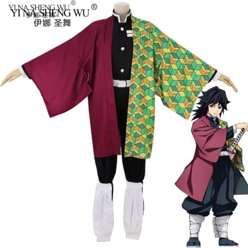 Kids Anime DemonKimetsu no Yaiba Demon Slayer Cosplay Set Kimono Kamado Tanjirou Nezuko Zenitsu Tomioka Tomioka Giyuu Cosplay