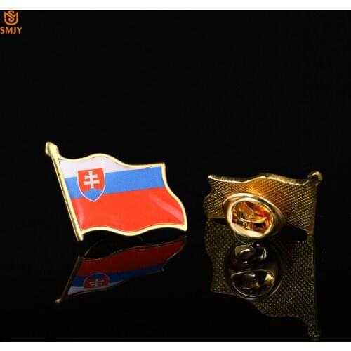 Euro Gold Plated Metal Baking Commemorative Badge Slovakia National Flag Brooch Lapel Wear Pin Jewelry Collection