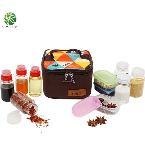 Duolvqi 10pcs/Set Salt Sauce Condiment Bottles Seasoning Box Sugar Flavoring Container Portable Spice Pepper Jar For Outdoor BBQ