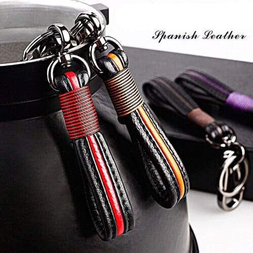 Leather Car Keychain Keyring For Car Motorcycle Citroen Dodge Ford Honda Hyundai Audi Peugeot Car Styling Car Key shell Keychain