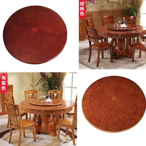 HQ BP01 Solid Oak Wood Quiet Smooth Rotating Tray Round Dining Wood Table with Lazy Susan and Beautiful Pattern 80-90CM Diameter