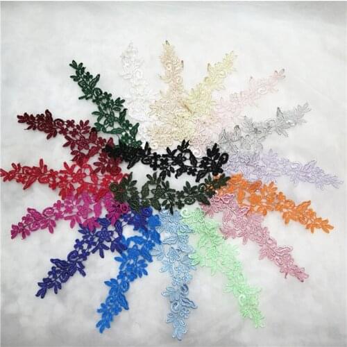 4Pieces Beautiful Flower Laces Appliques Trims Sewing DIY Crafts Lace Collar Fabric For Wedding Dress White Black