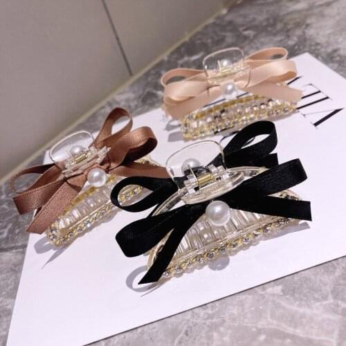 Fashion Girls Sweet Rhineston Hair Claws Beam Hairpin Women Hair Accessories Beauty Hair Crab Clamp Headwear pearls Hair Clip