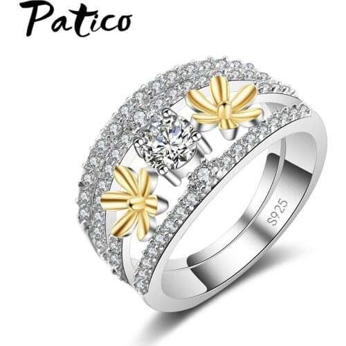 Trendy Korea Style 925 Sterling Silver Hollow Rings Rose Gold Flower Popular Nice Mother Sister Birthday Anniversary Gift