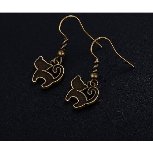 Trendy Vintage Cat Shape Dangle Earrings for Women Girl Retro Drop Earrings Cute Small Object Earring Jewelry Bijoux