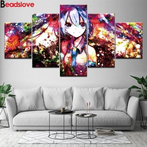 5 Pieces Anime fairy diamond painting full square round Diamond embroidery mosaic cross stitch cartoon Multi-pictures diamant