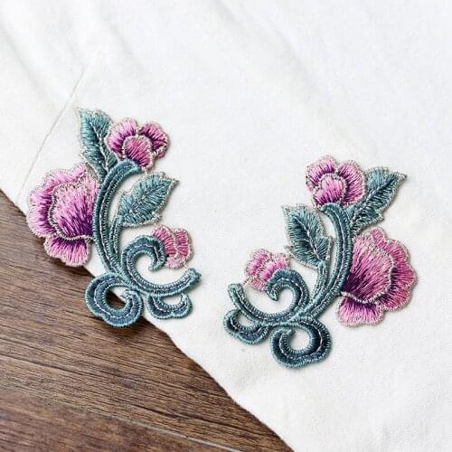 1 Pair Small Flower Applique Soft Embroidery Patch Sew on flower Patches DIY Accessories for Dress Classical Costume
