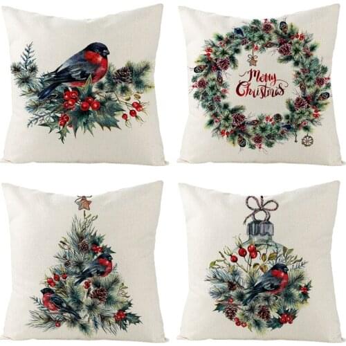 Christmas Cushion Cover Linen Printed Luxury Fall Decorations for Home Living Room Pillow Case Covers Nordica House 45x45 cm