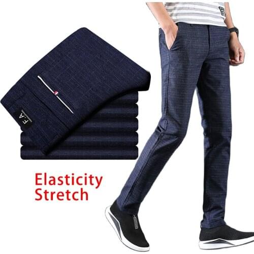 New Mens Striped Casual Pants Men Four Seasons Suit Pants High Quality Business Trousers Mens Straight Harem Pants Plus Size