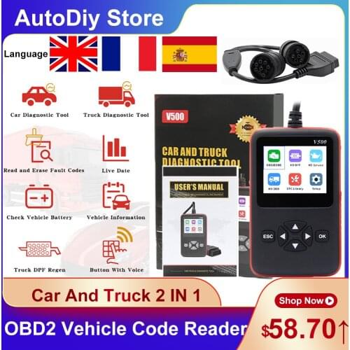OBD2 Scanner V500 Car Truck Code Readers Scan Tools 2 In 1 Diagnostics Tool DPF Oil Reset CR-HD EOBD PK NL102P Heavy Duty