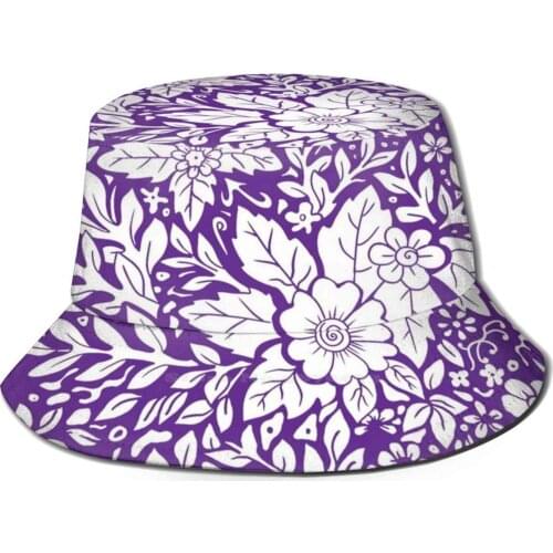 Pretty Playful Purple Girly Floral Typography Unisex Fisherman Hats Bucket Hats Purple Floral Flower Magical Whimsical Playful