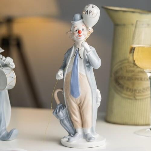 Nordic Circus Clown Funny Comedy Ceramic Accessories Home Livingroom Desktop Sculpture Crafts Store Office Figurines Decoration