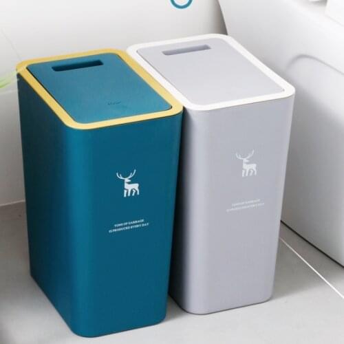 Nordic Cute Trash Can Lid Big Plastic Bathroom Press Waterproof Creative Trash Can Toilet Cubo Basura Household Products DG50WB