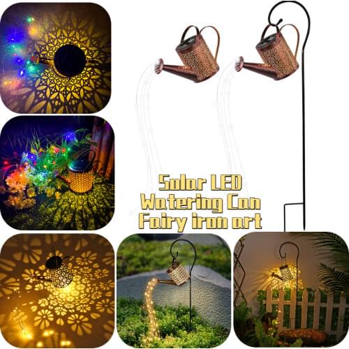 LED Outdoor Solar String Lights Watering Can Fairy String Solar lamp for Garden Decor Holiday Christmas Party Yard Garland Light